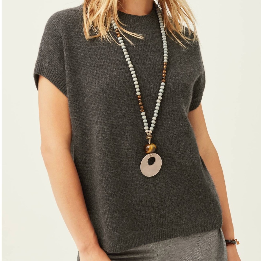 NWT J.Jill PJ Recycled Cashmere–Blend Sweater Vest - Dark Charcoal via Heather